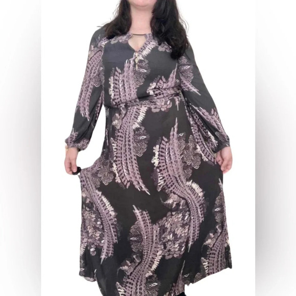 Free People Raven Out Of The Woods Combo Drawstring Waist Dress Sz XS - Picture 6 of 6